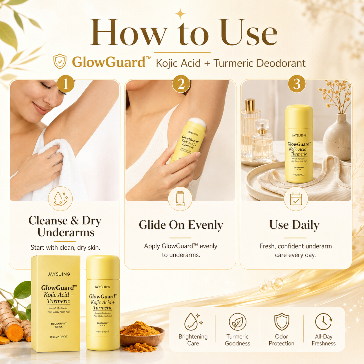 GlowGuard™ - Kojic Acid + Turmeric Deodorant