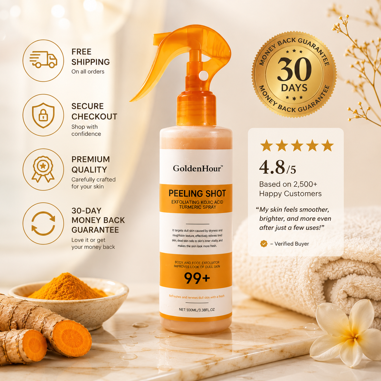 GoldenHour™ - Kojic Acid + Turmeric Exfoliating Spray